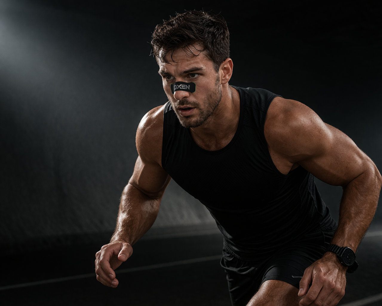 Athlete wearing an OXEN strip during training
